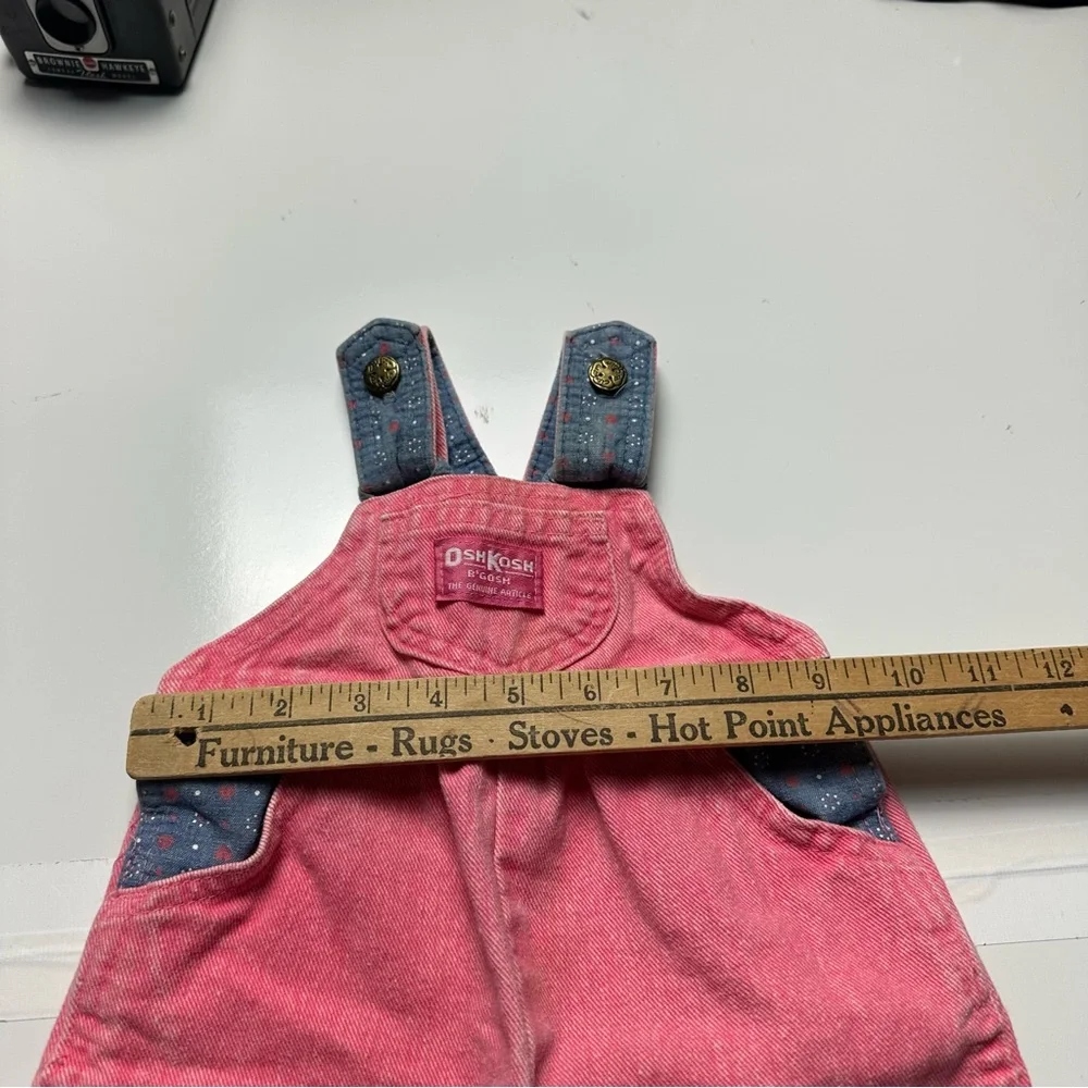 Vintage 90’s OshKosh B’gosh Pink Denim Overalls | Polka Dot Trim · Made USA